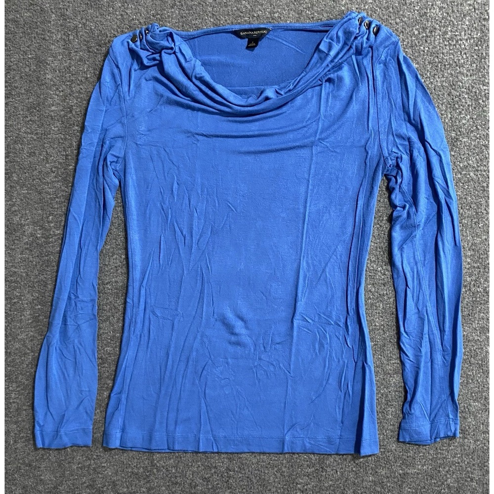 Banana Republic Womens Blue Long Sleeve Cowl Neck Blouse Size S